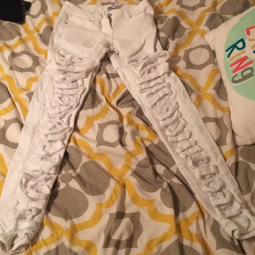White distressed jeans !!